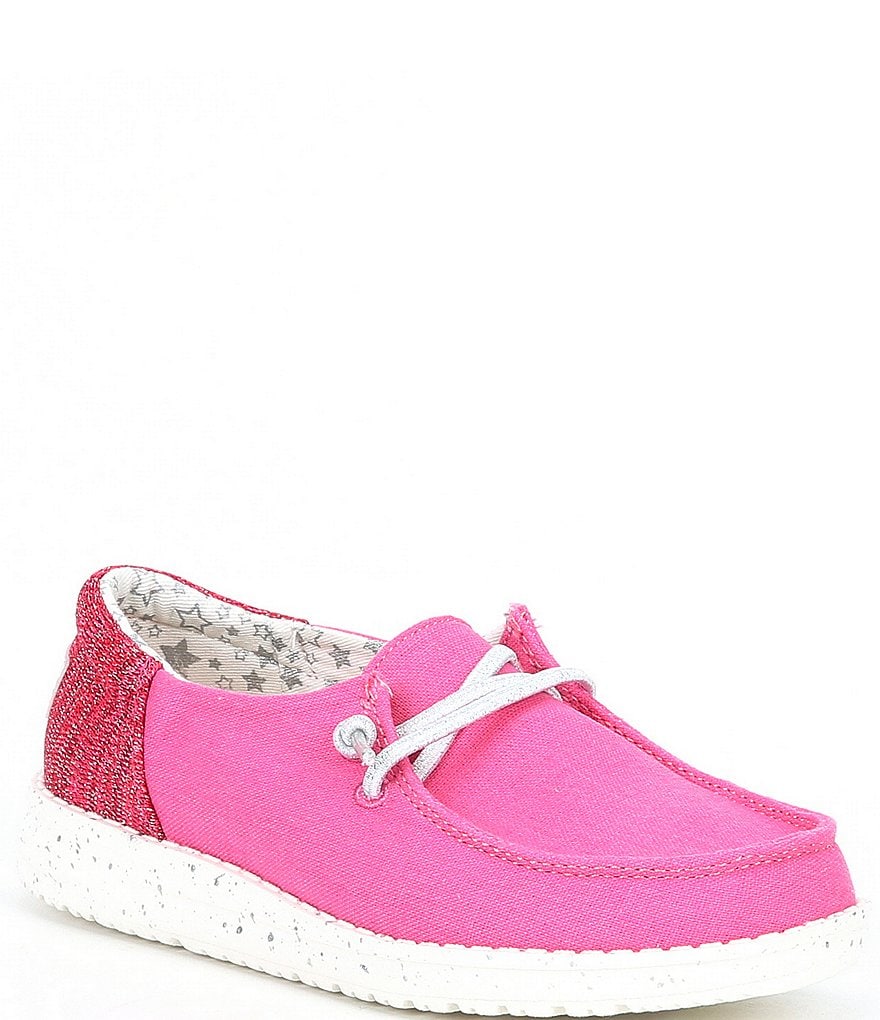 Hey Dude Girl's Wendy Funk Fuxia Metallic Knit Detail Washable Sneakers (Toddler)
