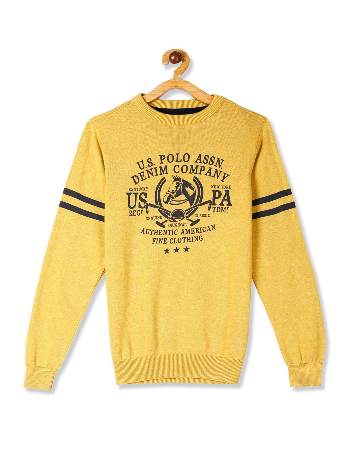 U.S. Polo Assn. Kids Yellow Printed Sweater