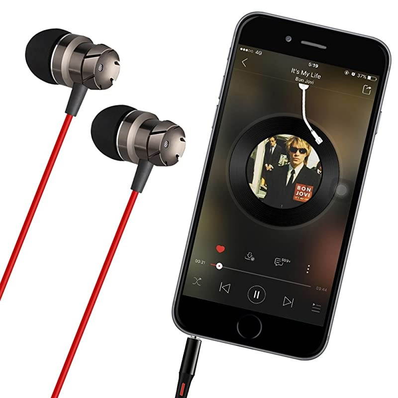 3 Packs Earphone with Remote & Microphone, in Ear Stereo Sound Noise Isolating Tangle Free for Smartphones, Laptops, Gaming, Fits 3.5mm Interface Device