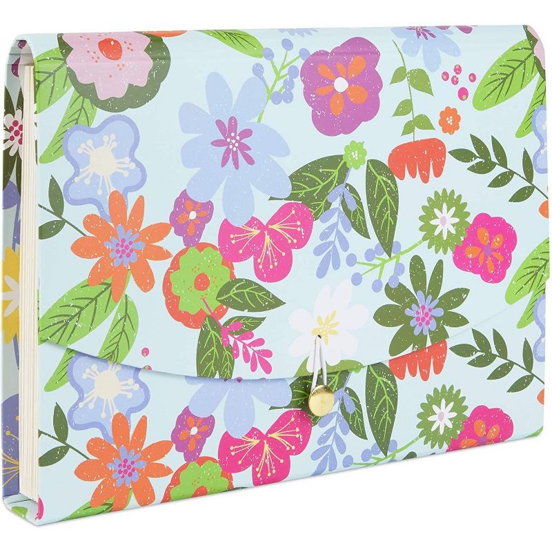 Paper Junkie Pink Floral Expanding File Folder Organizer with 10 Pockets (Letter Size)