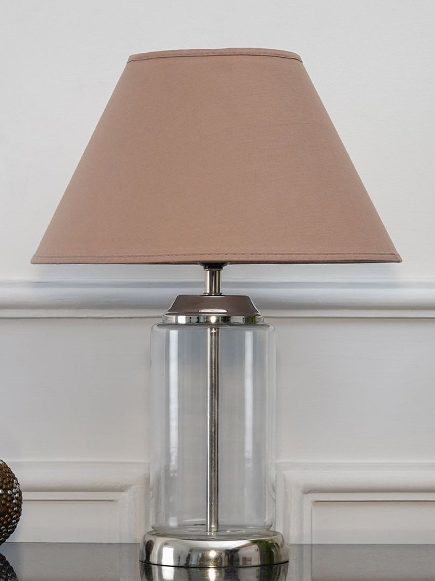 Kapoor Lamp Shades Transparent & Pink Glass Duffield Clear Cotton Shade Table Lamp