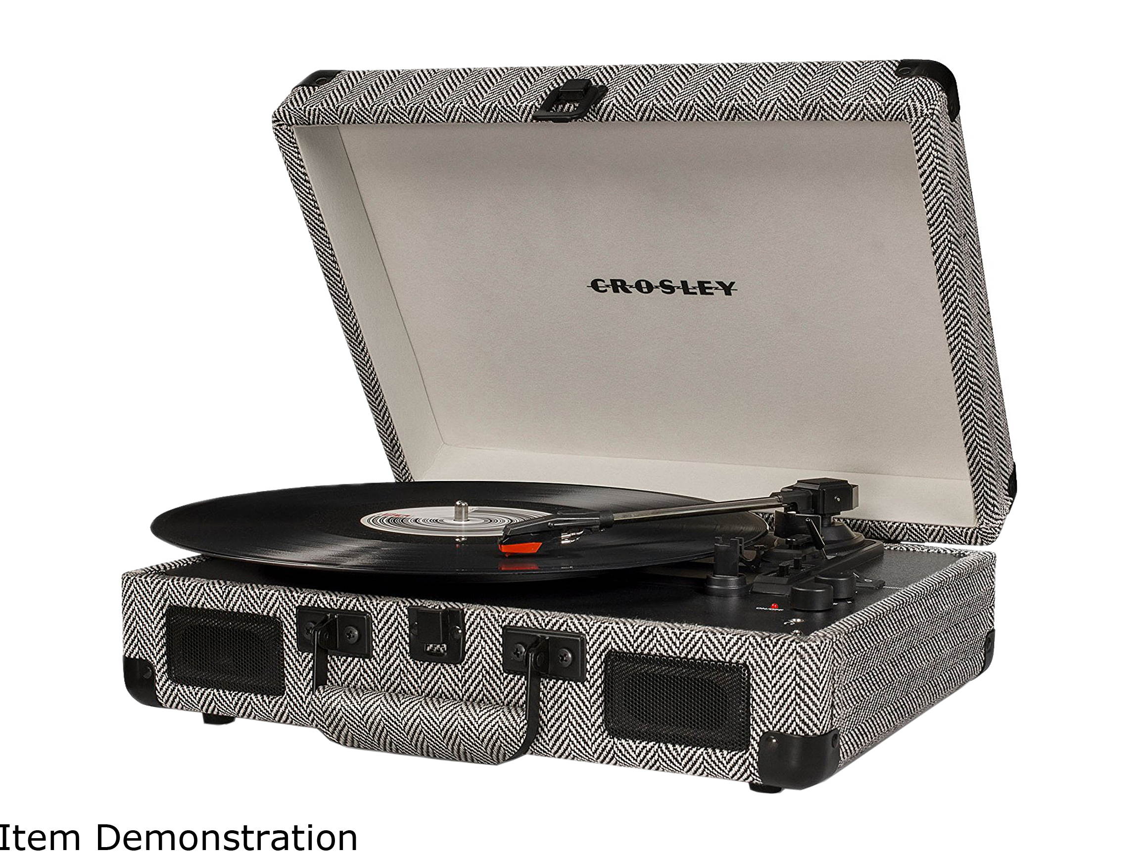 Crosley Cruiser Deluxe Portable Bluetooth Turntable, Herringbone, CR8005D-HB
