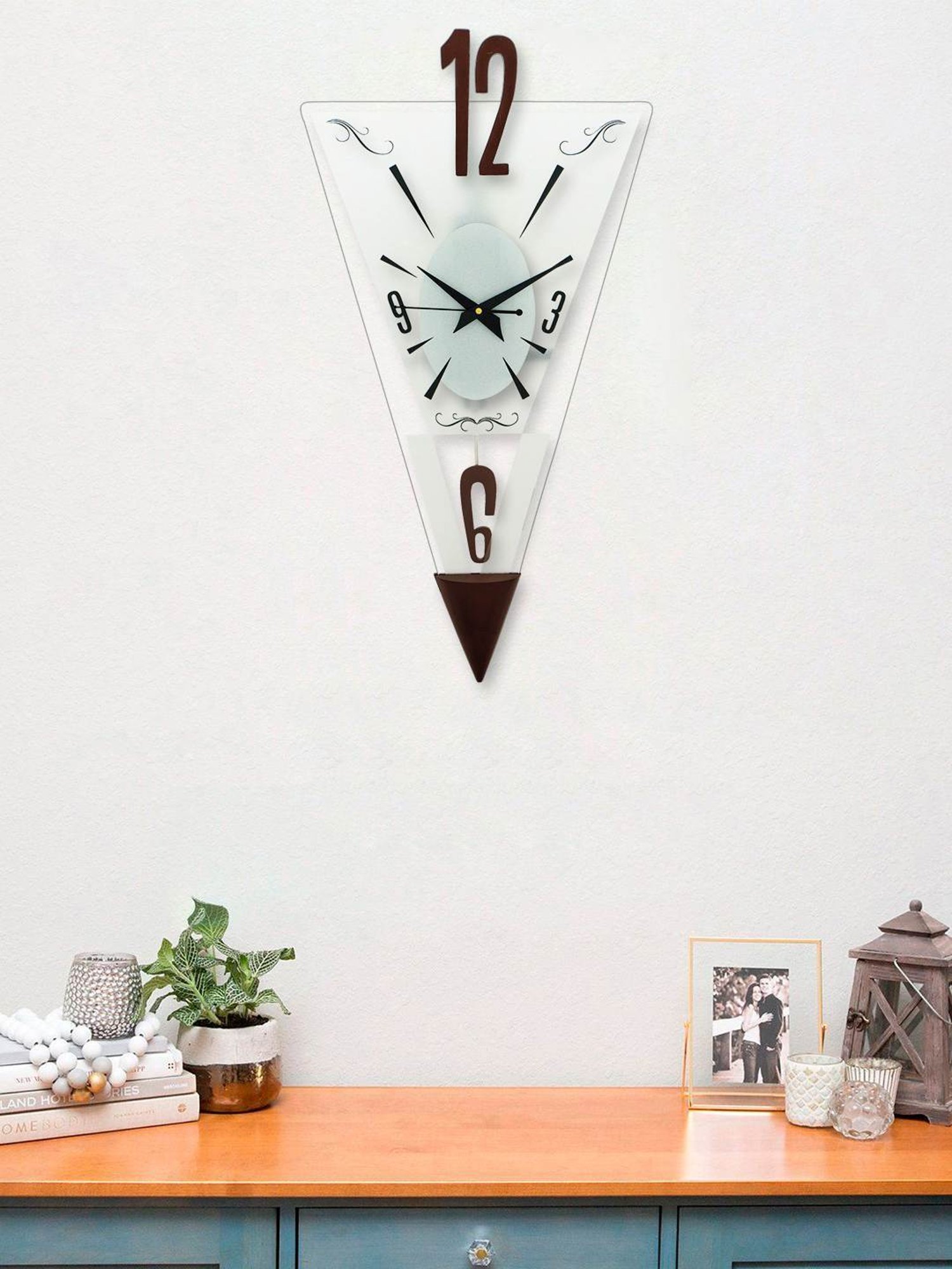 CHRONIKLE Elegant White & Brown Wood Wall Clock
