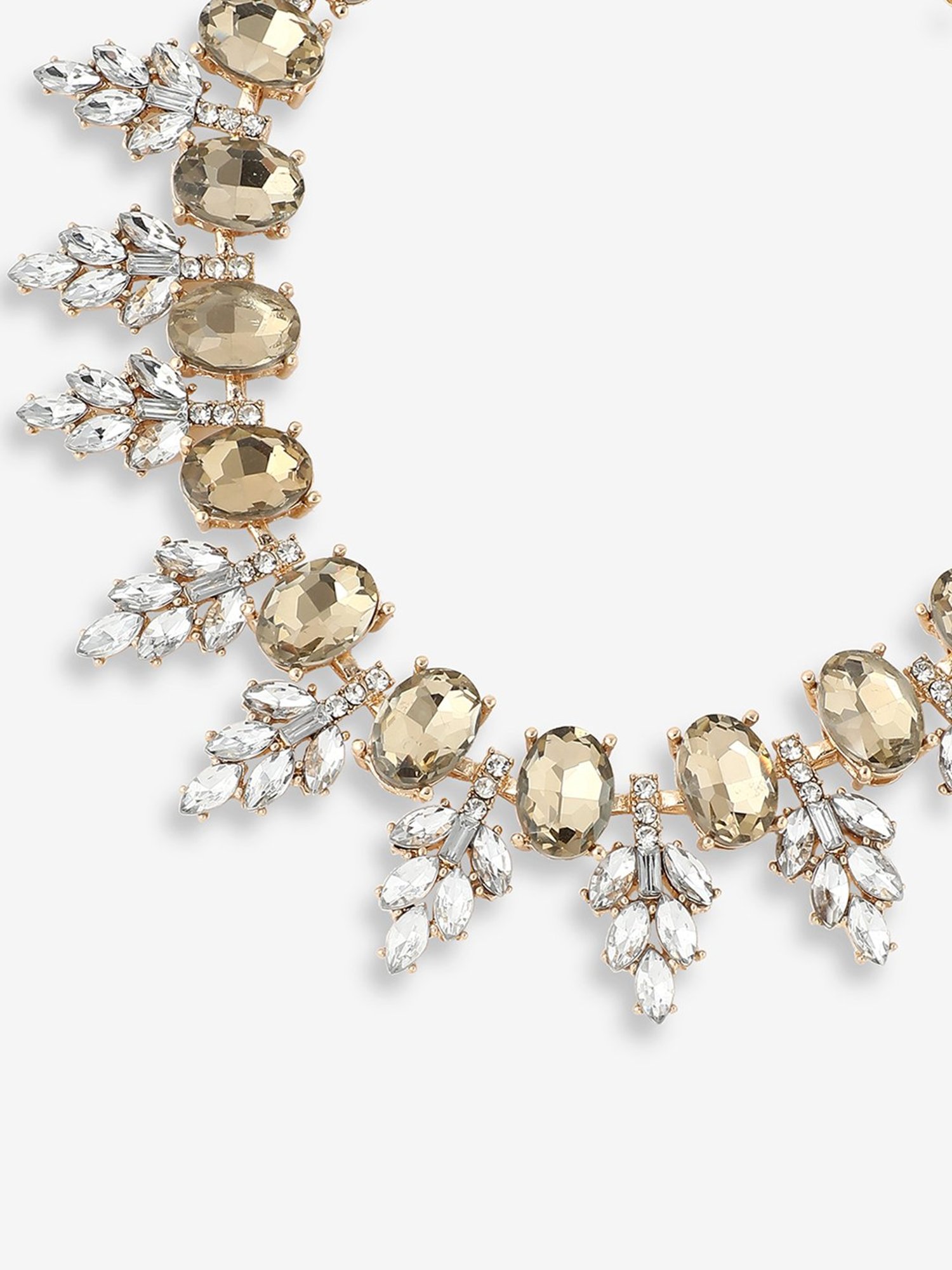 SOHI Gold Plated Party Designer Stone Statement Necklace For Women