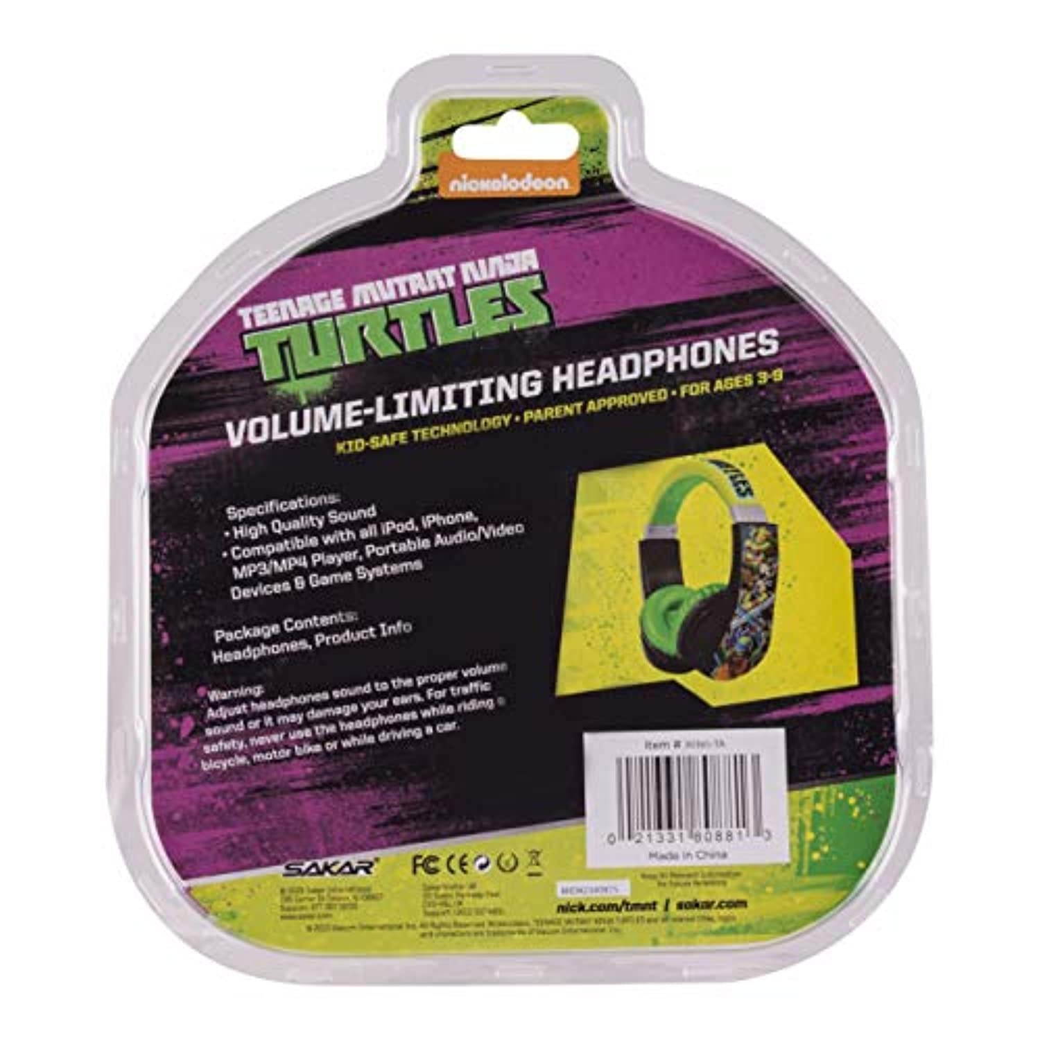 Sakar 30365-TRU Batman Kid Safe Over the Ear Headphone w/ Volume Limiter, Teenage Mutant (30365-TRU)