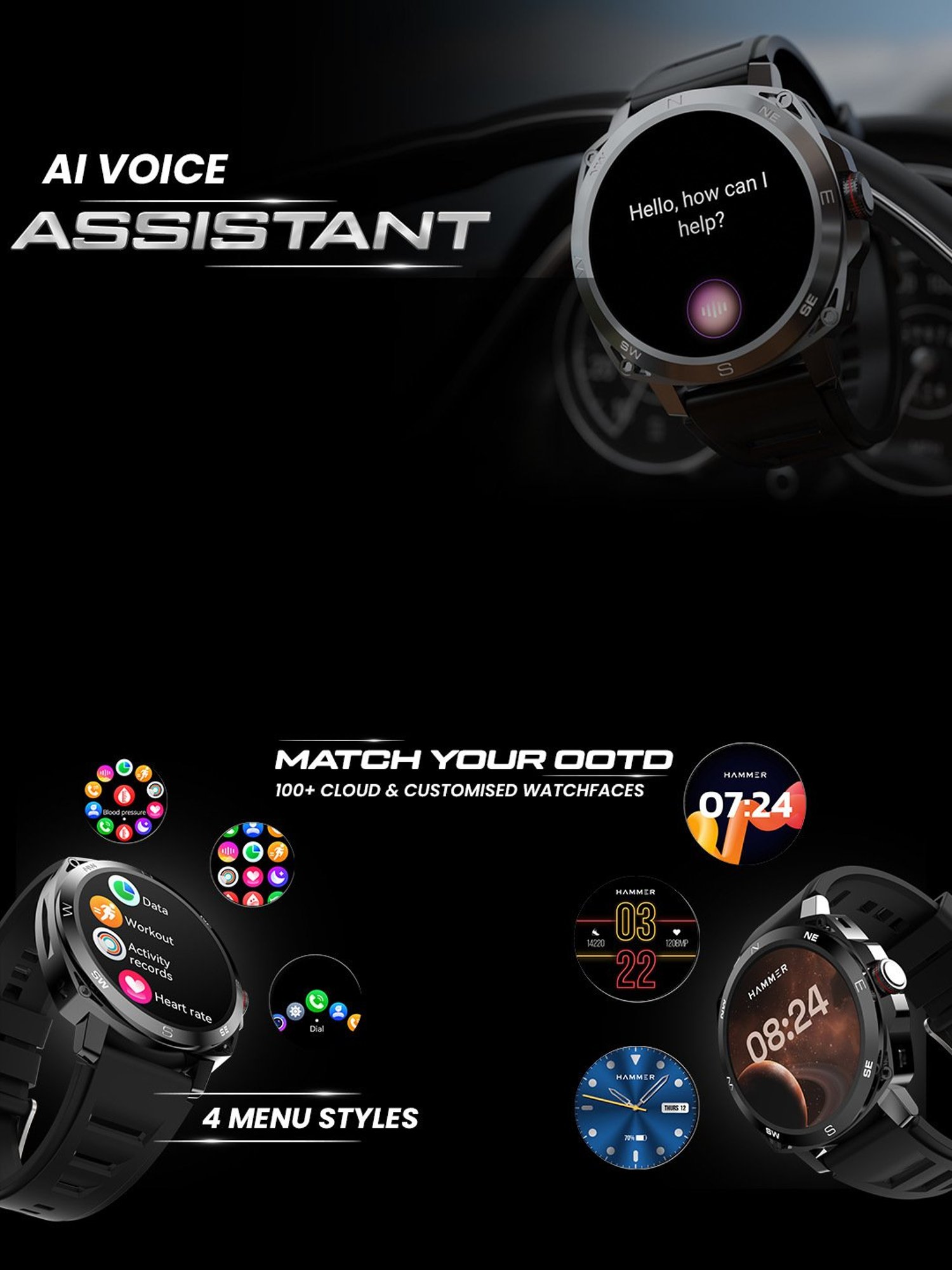 I Kall W1 Smartwatch (Black)