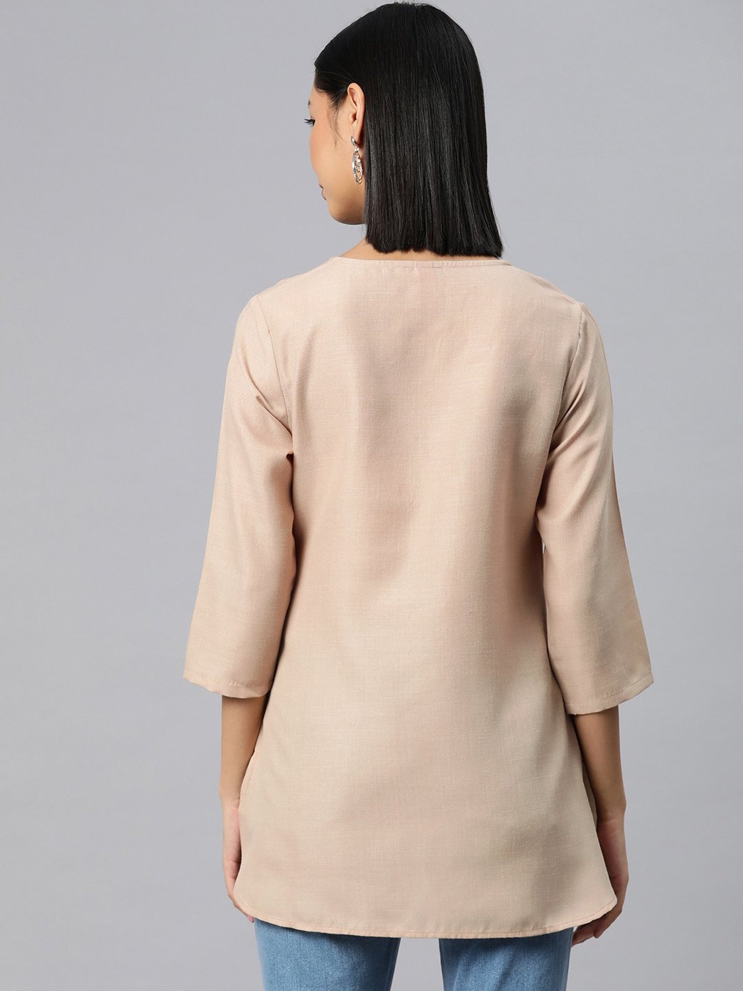 Cottinfab Beige Embroidered Tunic