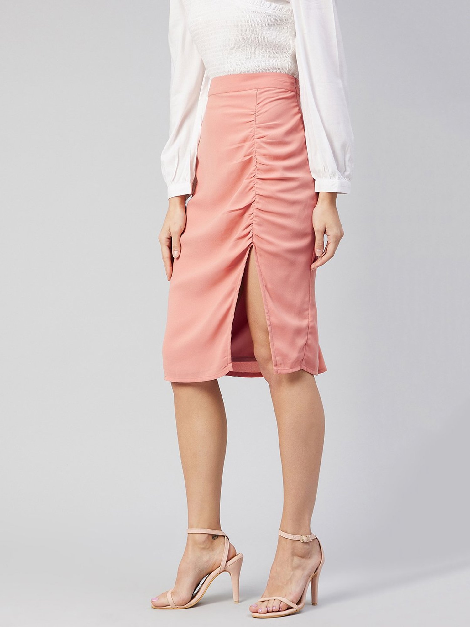 Carlton London Peach A-Line Midi Skirt