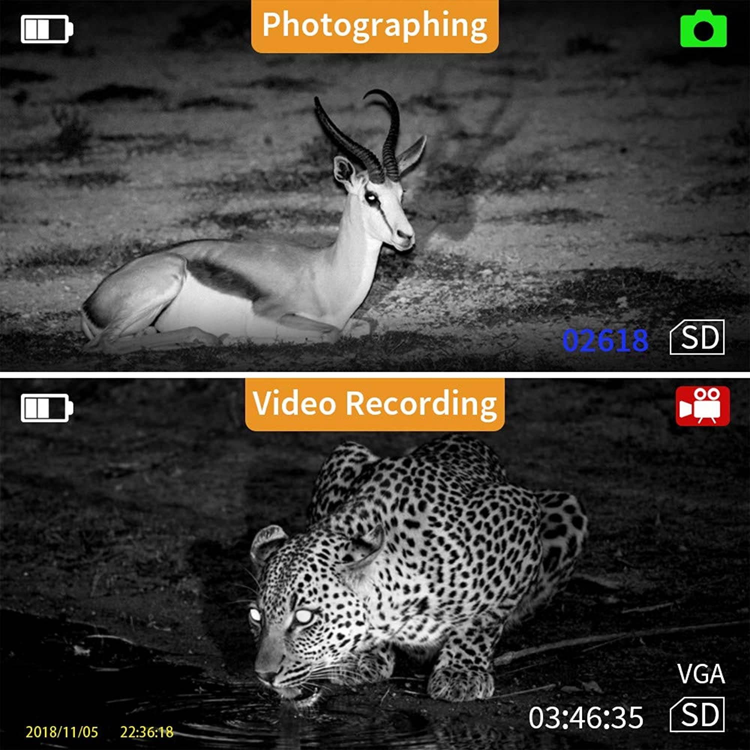 BOBLOV P4 Night Vision Monocular with 8GB Card 5X Digital Zoom Infrared Portable Night Vision Scope 200Yards Visible 1.5inch Screens for Hunting Forest Observe Wildlife Secenery (Black)