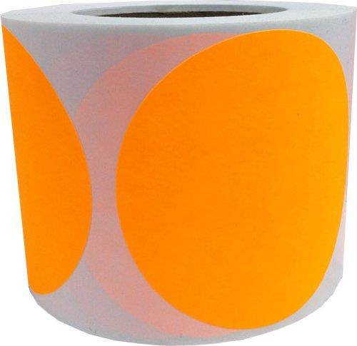Fluorescent Orange Circle Stickers, 4 Inches Round, 500 Labels on a Roll