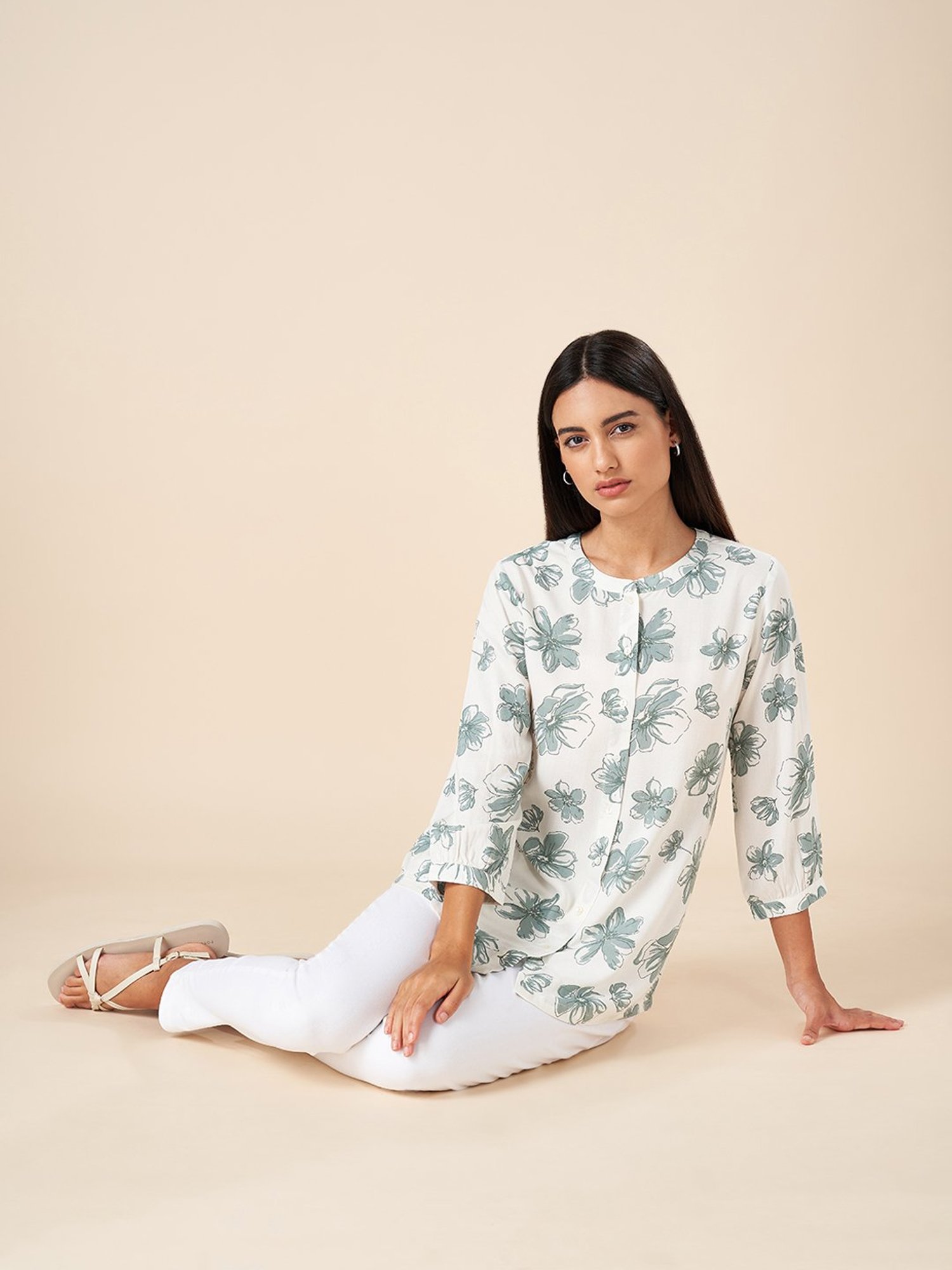 Akkriti by Pantaloons White Printed Tunic