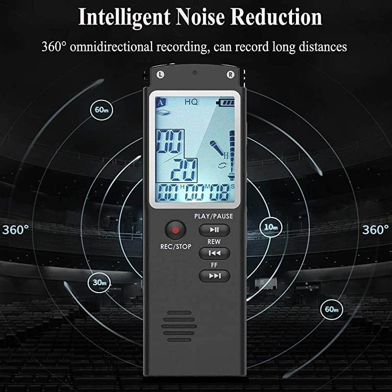 8GB Voice Recorder USB Rechargeable Dictaphone LCD Recorder with Speaker Multifunctional Digital Audio and MP3 Music Player Black