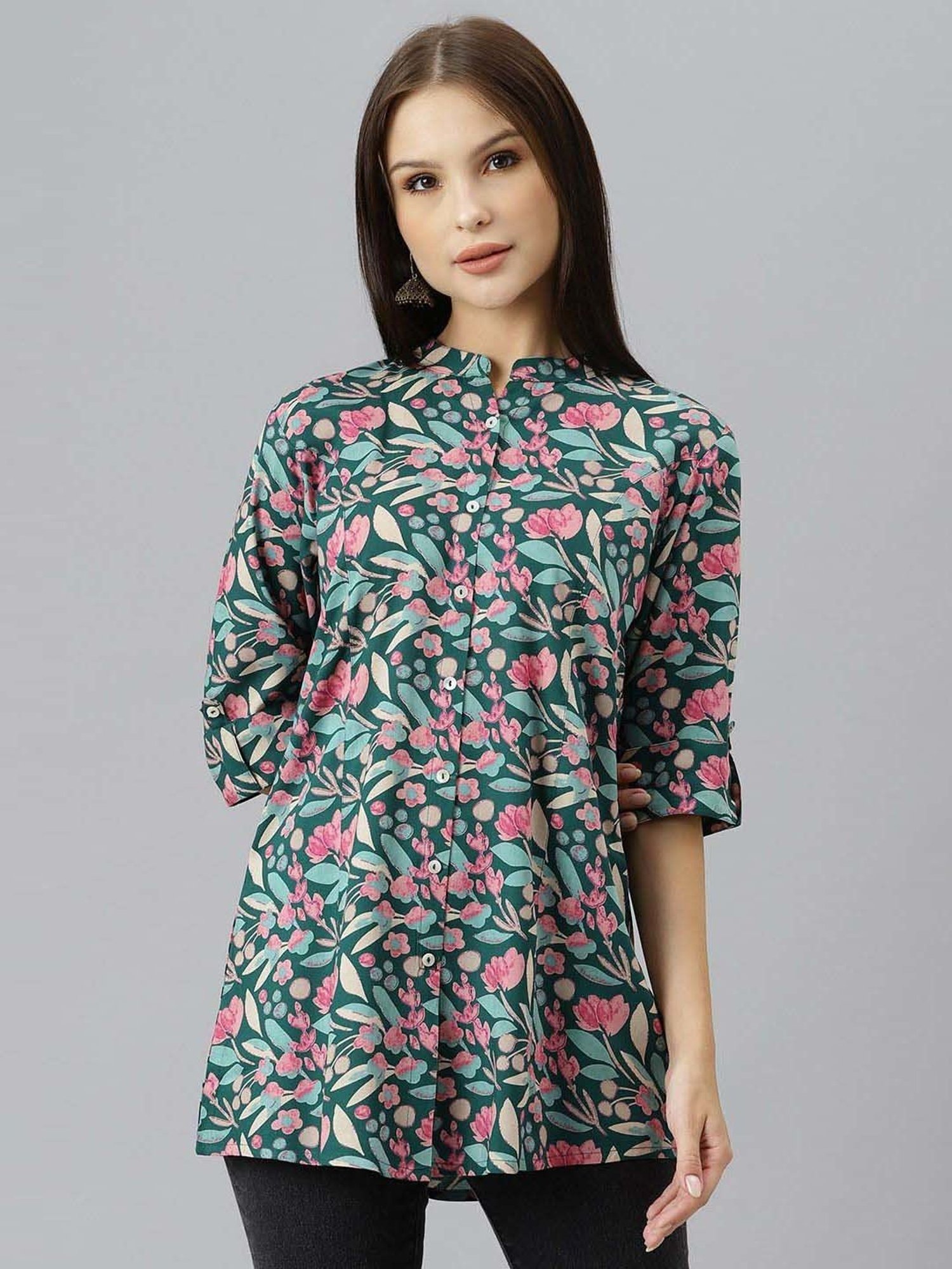 Divena Green Floral Print Top