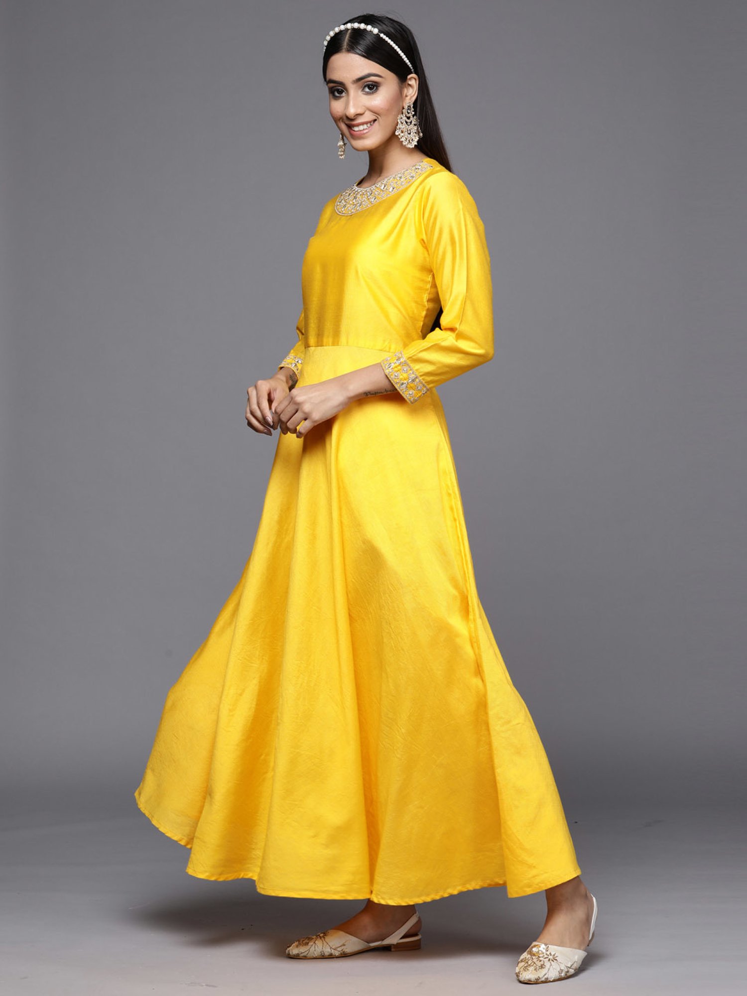 Indo Era Yellow Kurta Pant Set With Dupatta