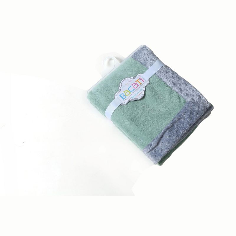 Bacati - Solid Mint with Solid Border Blanket (Mint/Grey Border)