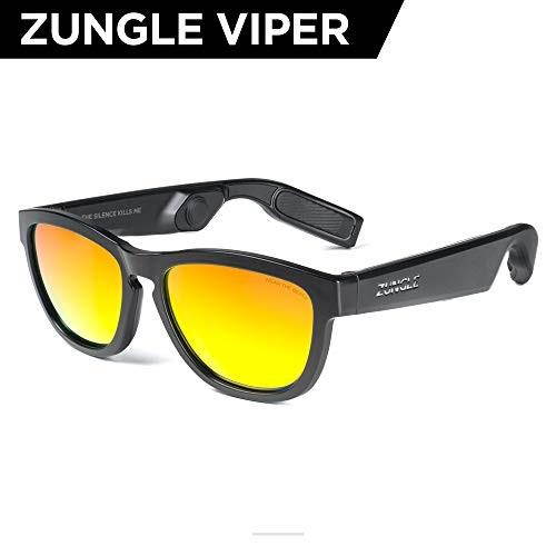 ZUNGLE V2 Viper: Bluetooth Audio Sunglasses with Over-Ear True Wireless Bone Conduction Headphones. for Men, Bluetooth 5.0, Built-in Mic, Music, Phone Call, AI Assistance(Matte Black Frames)