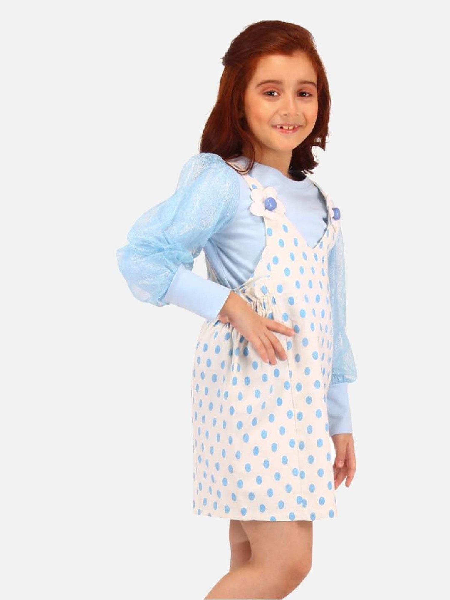 Peppermint Kids Black & White Printed Full Sleeves Dress