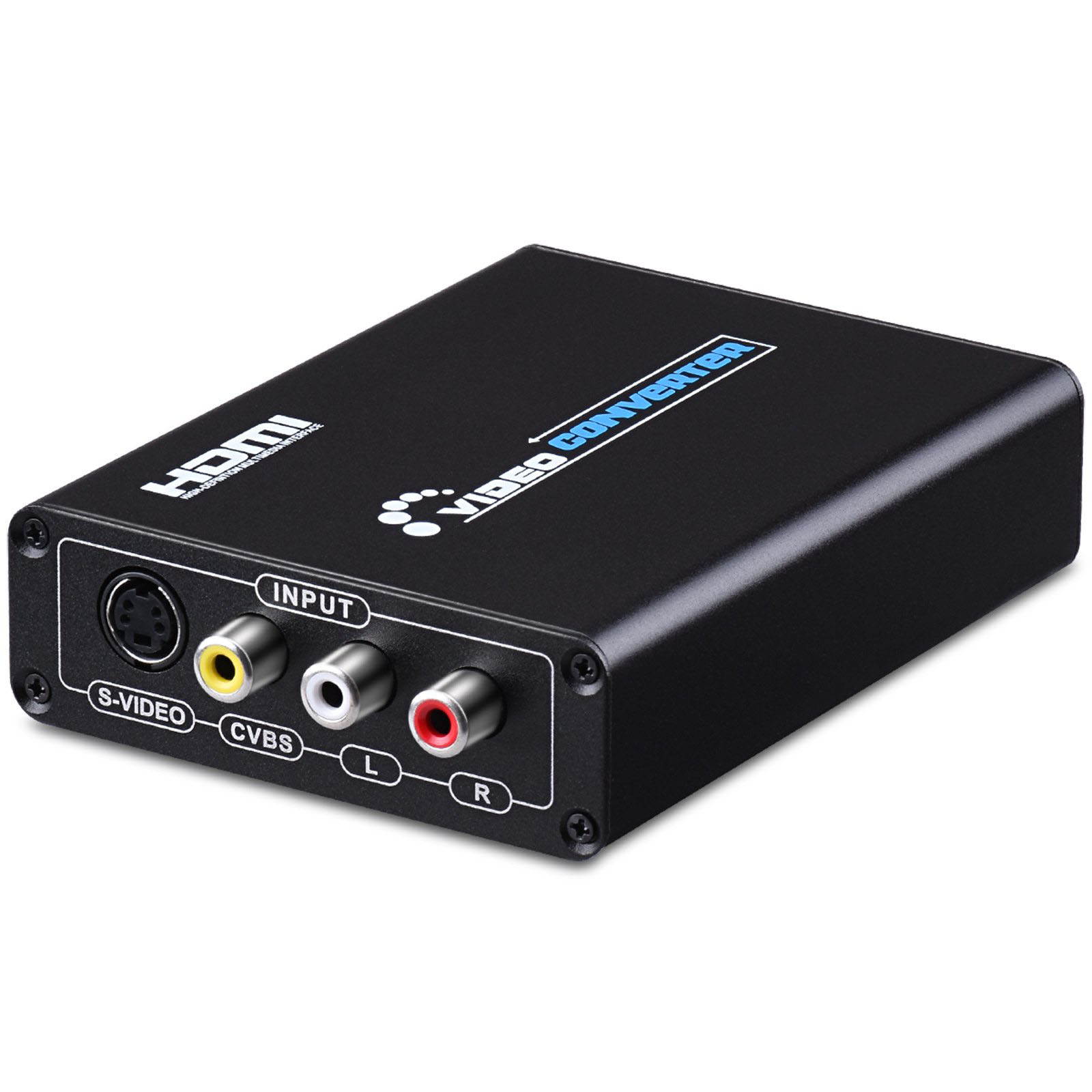 Aigrous 3RCA AV CVBS Composite & S-Video R/L Audio to HDMI Converter Adapter Upscaler Support 720P/1080P with 3RCA S-Video Cable for DVD VCR PS2 PS3 Xbox HDTV