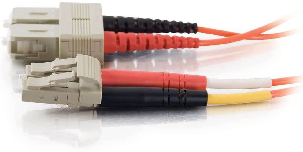 C2G 33118 OM1 Fiber Optic Cable - LC-SC 62.5/125 Duplex Multimode PVC Fiber Optic Cable Orange (19.7 Feet 6 Meters)