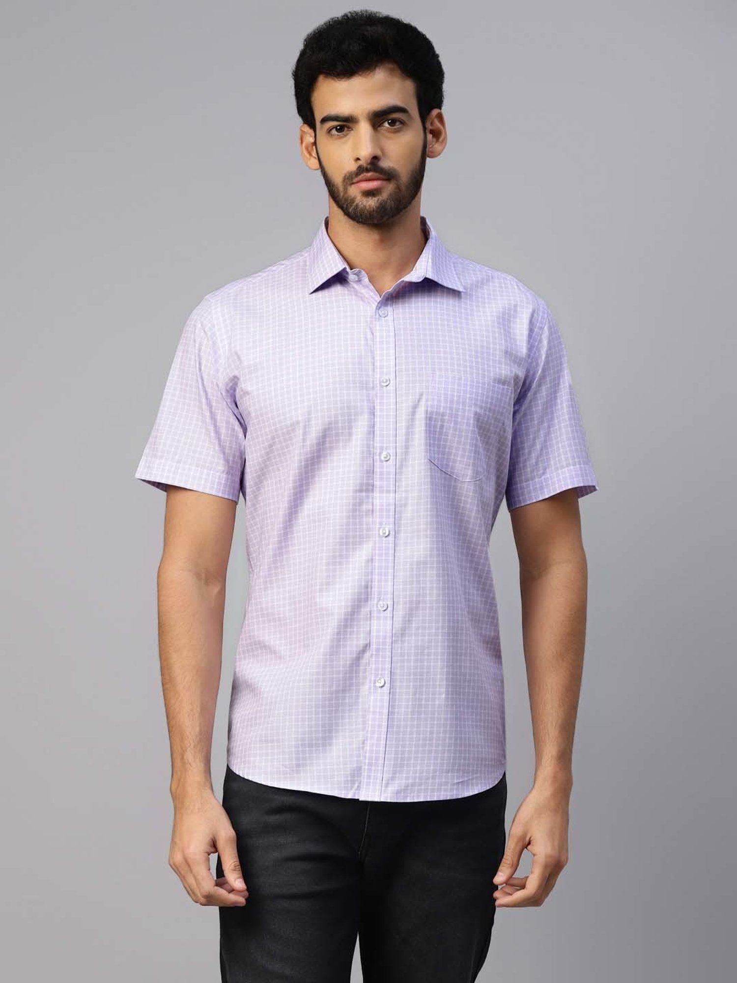 Don Vino Lavender Slim Fit Check Shirt