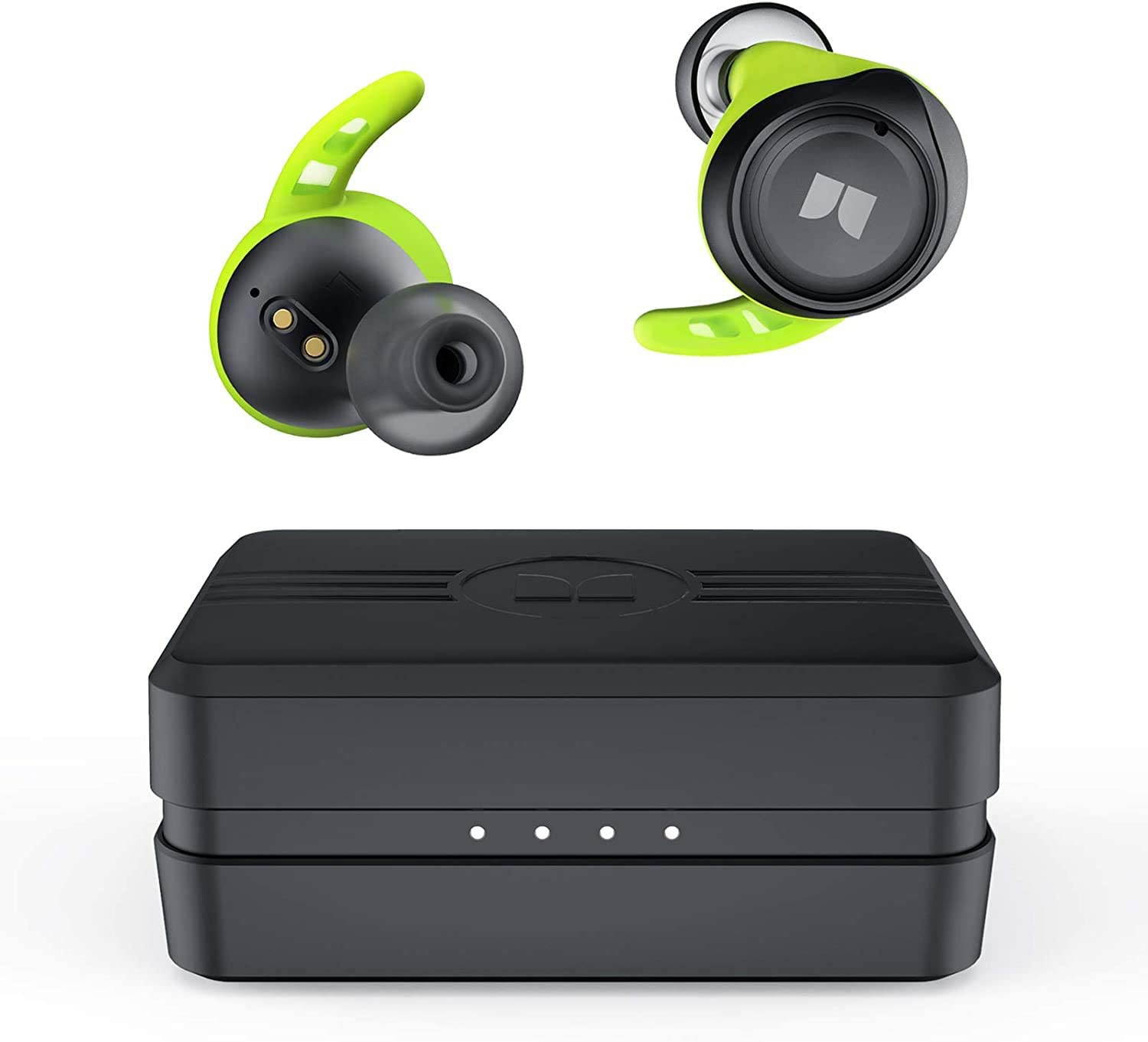 Monster Isport Champion True Wireless Earbuds,Bluetooth 5.0 Headphones with aptX Deep Bass,CVC 8.0 Noise Cancellation, IPX8 Waterproof,Type C Quick Charge Earphones for iPhones and Android