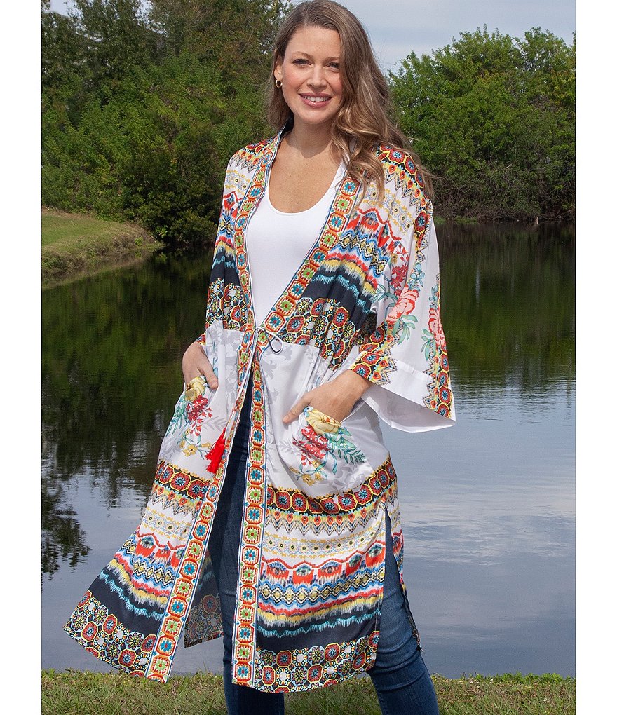 Caroline Rose Tissue Linen Bracelet Sleeve Shirt Jacket