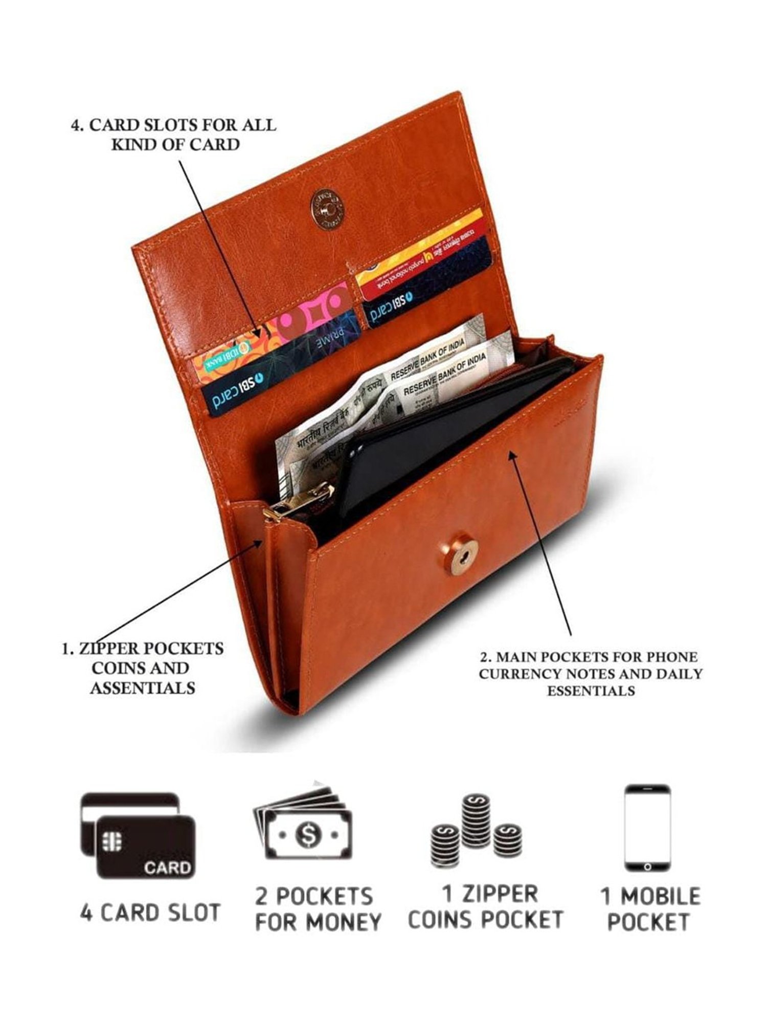 Abeeza Brown Textured Wallet for Women