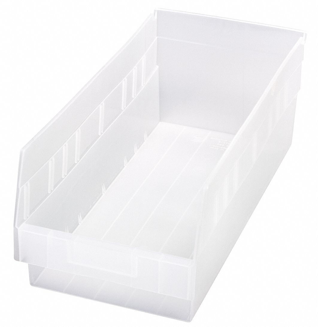 Quantum Storage Systems Shelf Bin, Clear, 6"H x 17-7/8"L x 8-3/8"W, 1EA QSB208CL