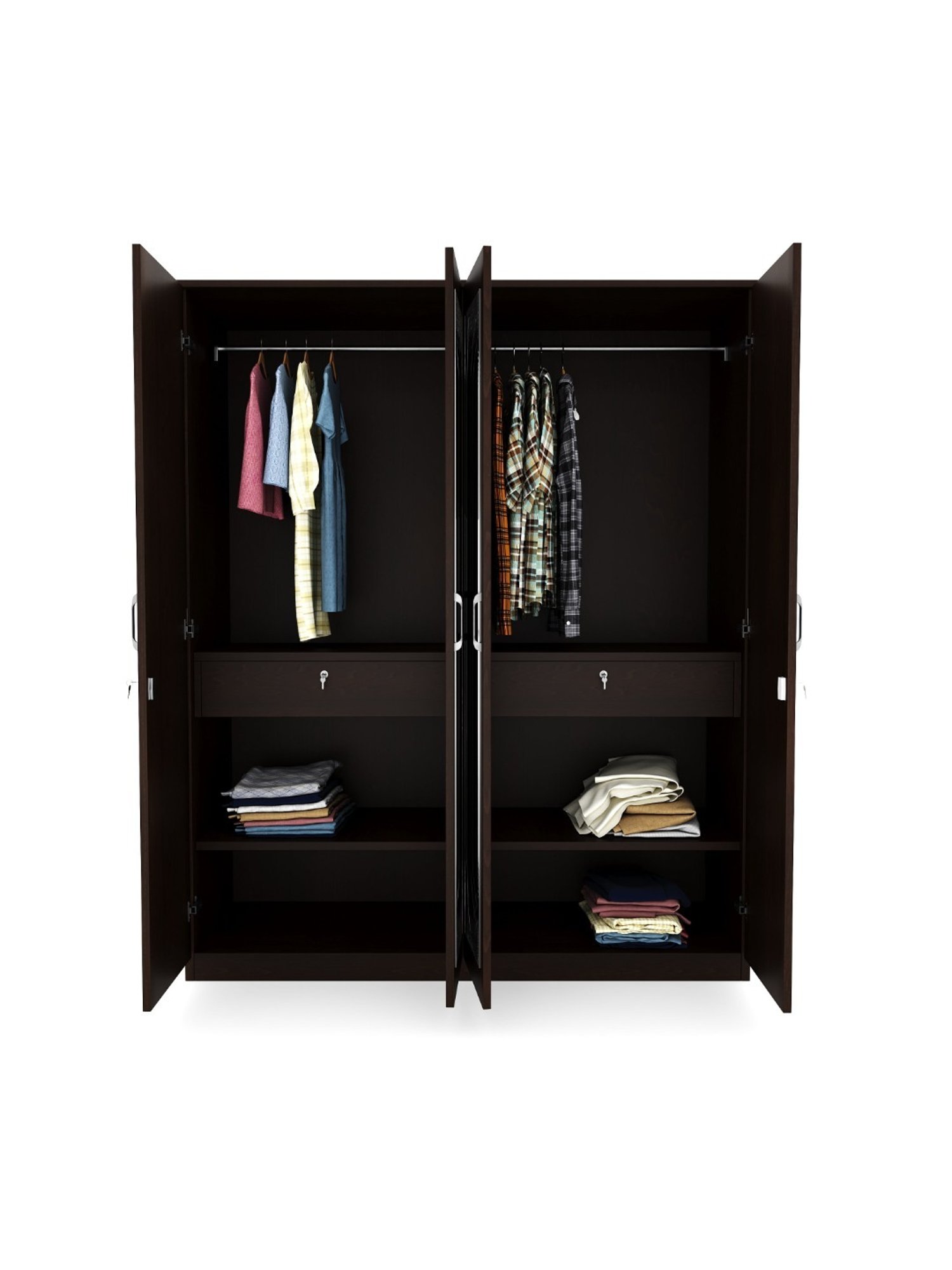 Nilkamal Riva New Wenge Engineered Wood 4 Door Wardrobe