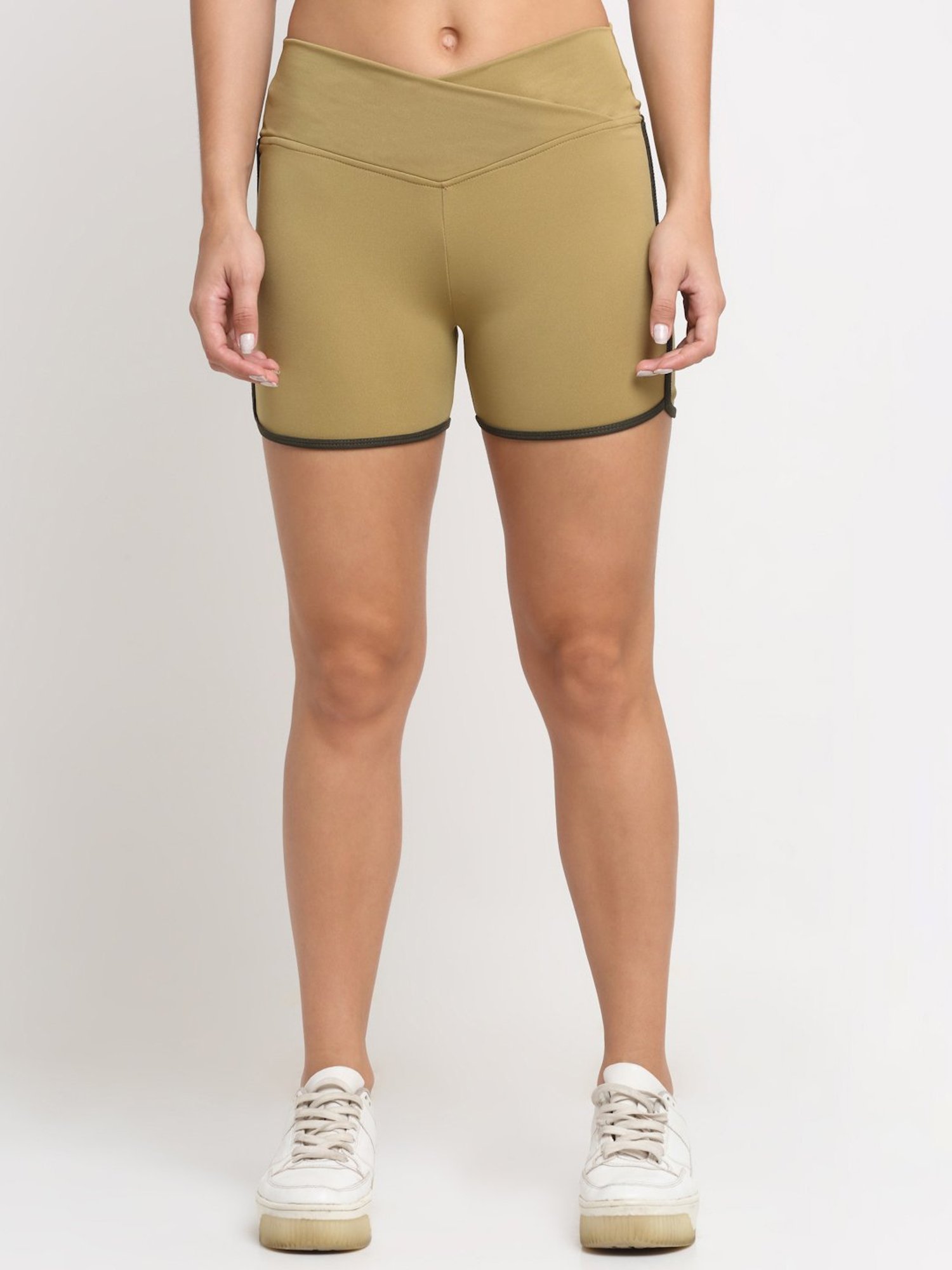 EVERDION Khaki Slim Fit Sports Shorts