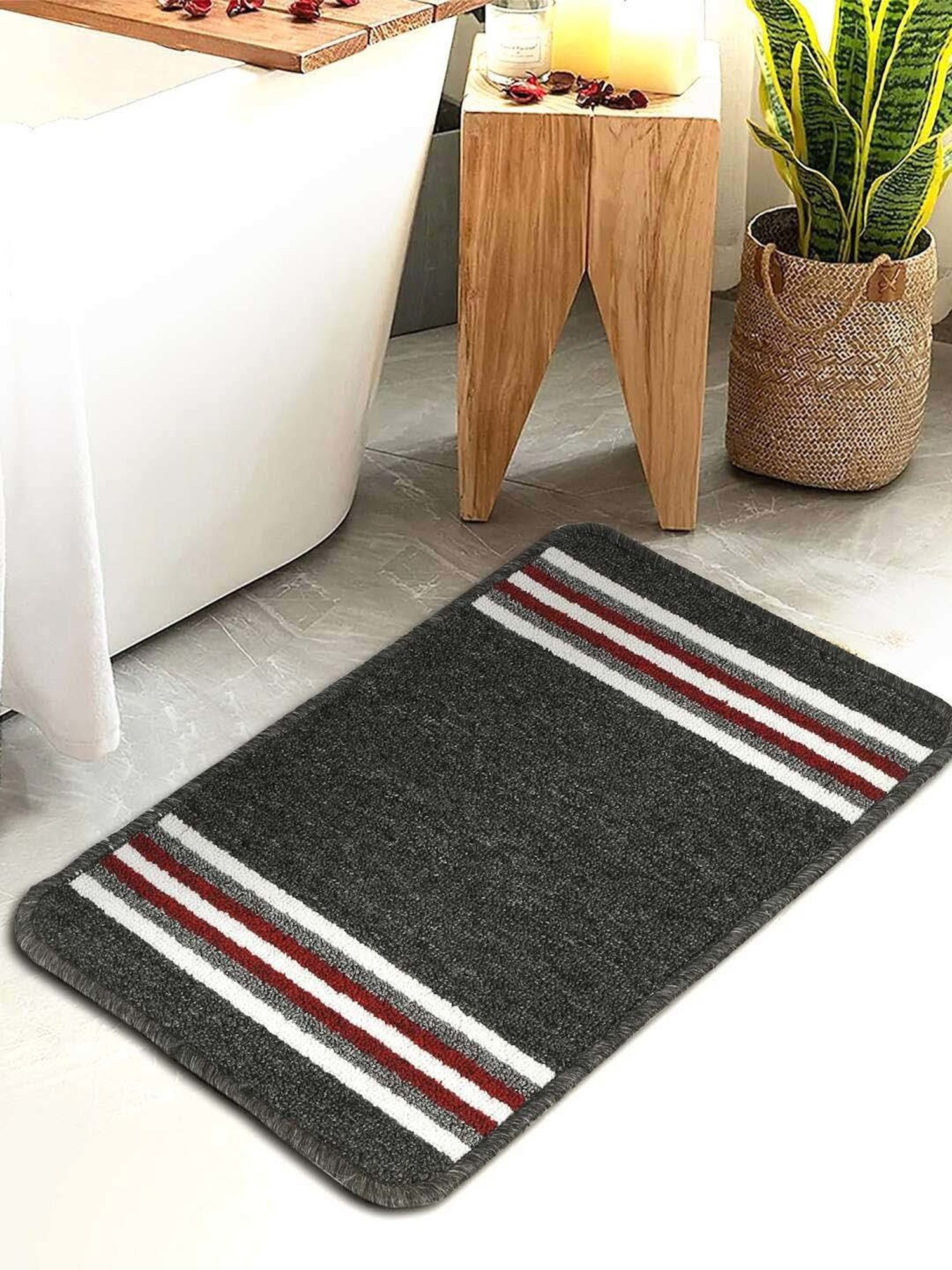 Saral Home Black Jute 1791 GSM Door Mat - Set of 1