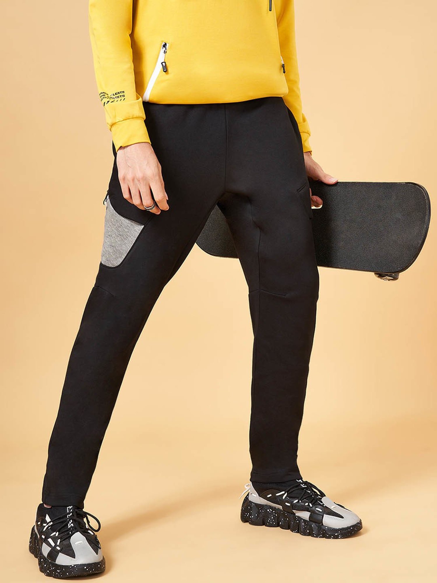 Street 808 by Pantaloons Black Regular Fit Trackpants