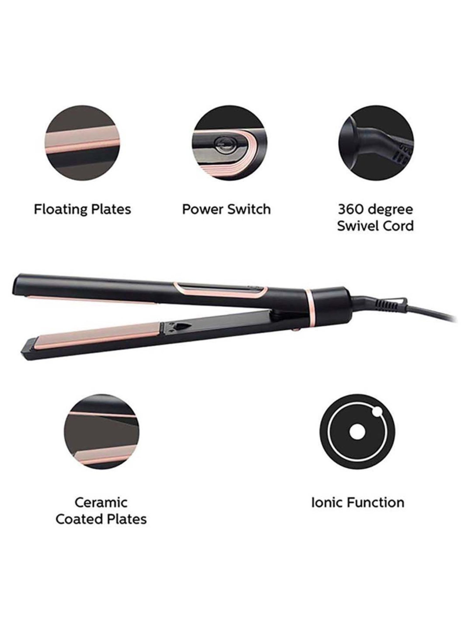 Nova NHC-522CRM Professional Hair Straightener (Black)