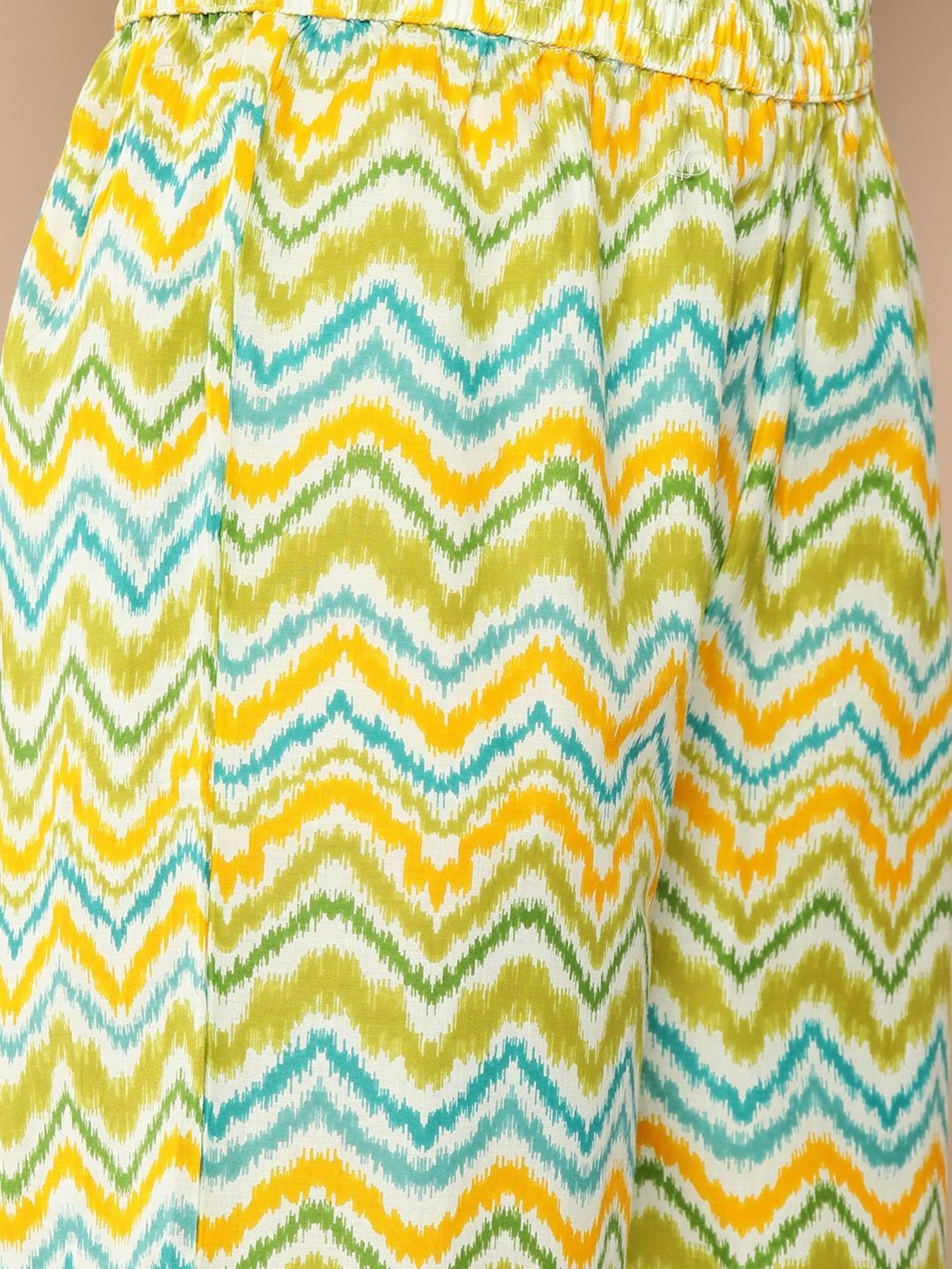 KSUT Green Cotton Printed Kurta Palazzo Set With Dupatta