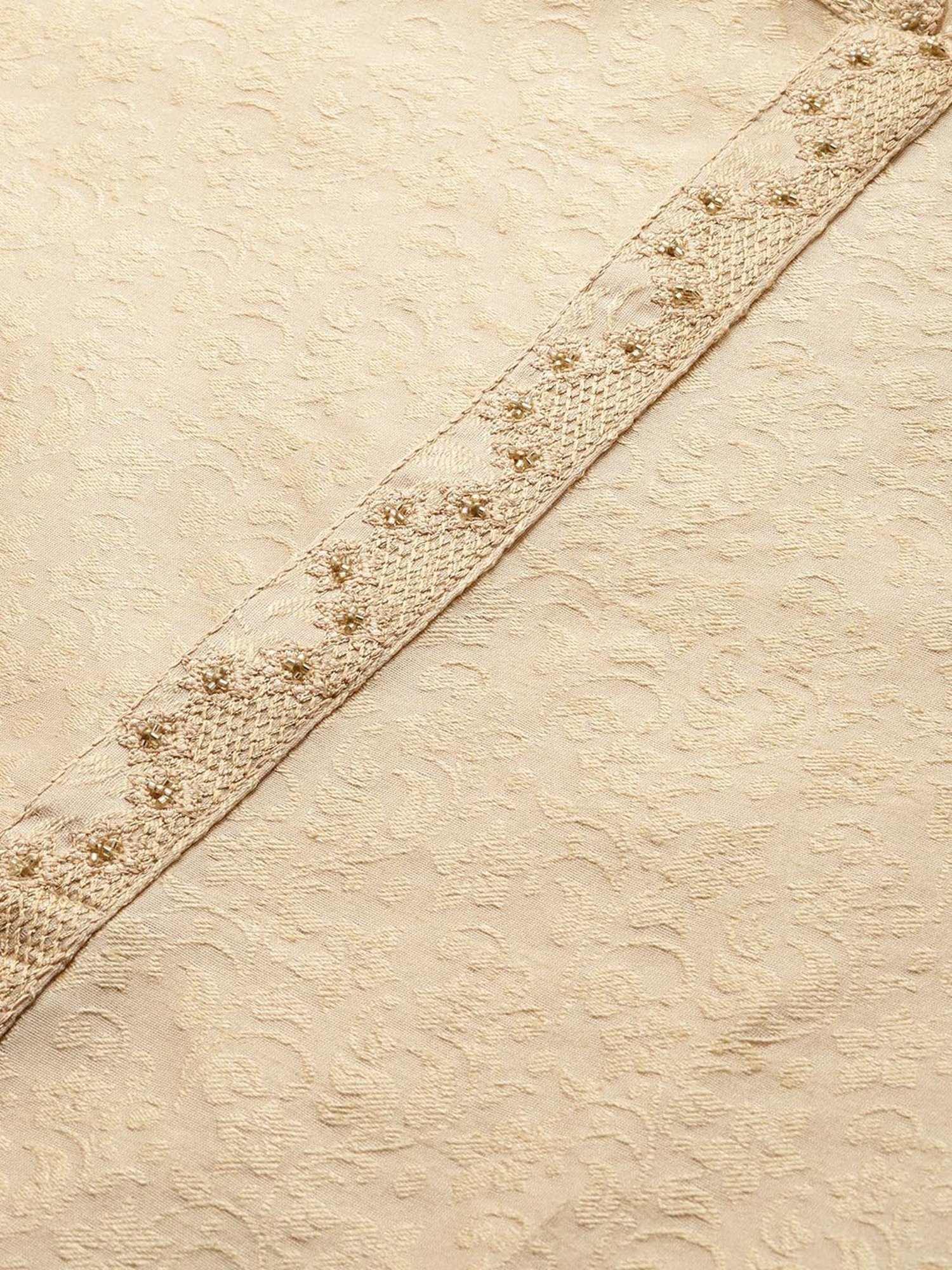 Manthan Beige Regular Fit Self Design Kurta & Churidar Set