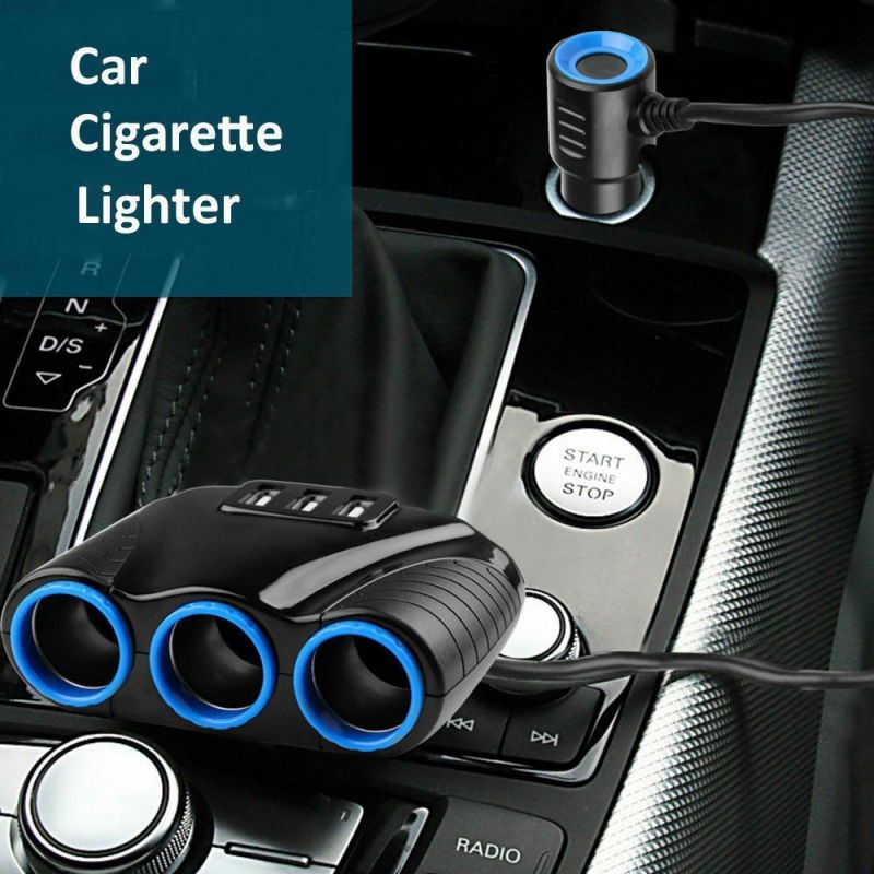 3 way Cigarette Lighter Socket Splitter Three USB Charger Power Adapter Car 12V