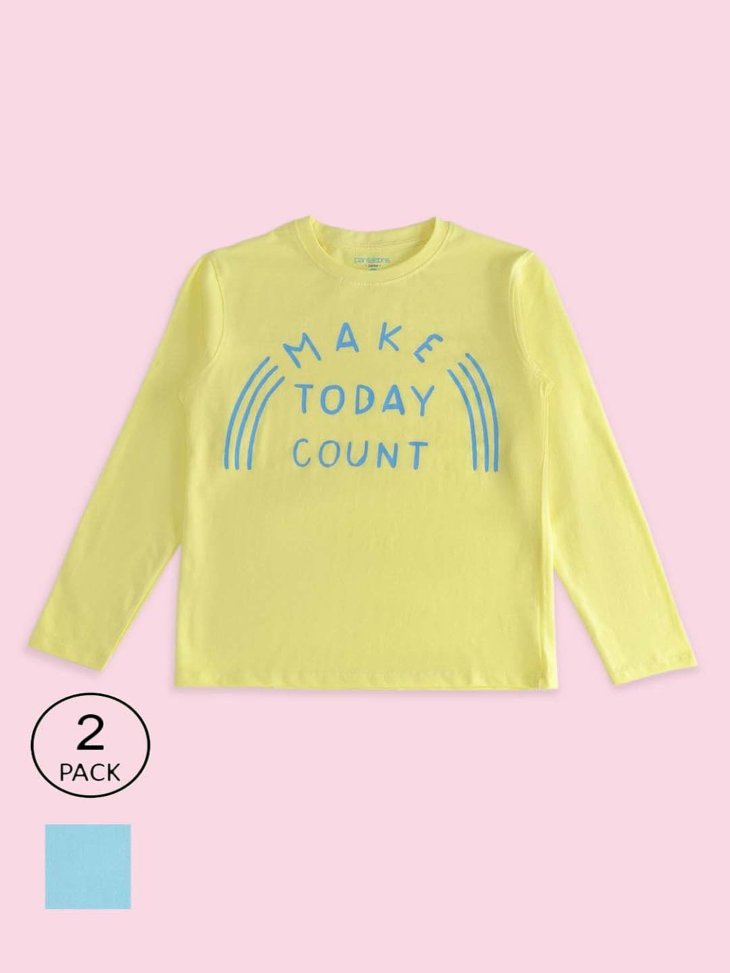 Pantaloons Baby Kids Blue & Yellow Cotton Printed Full Sleeves T-Shirt