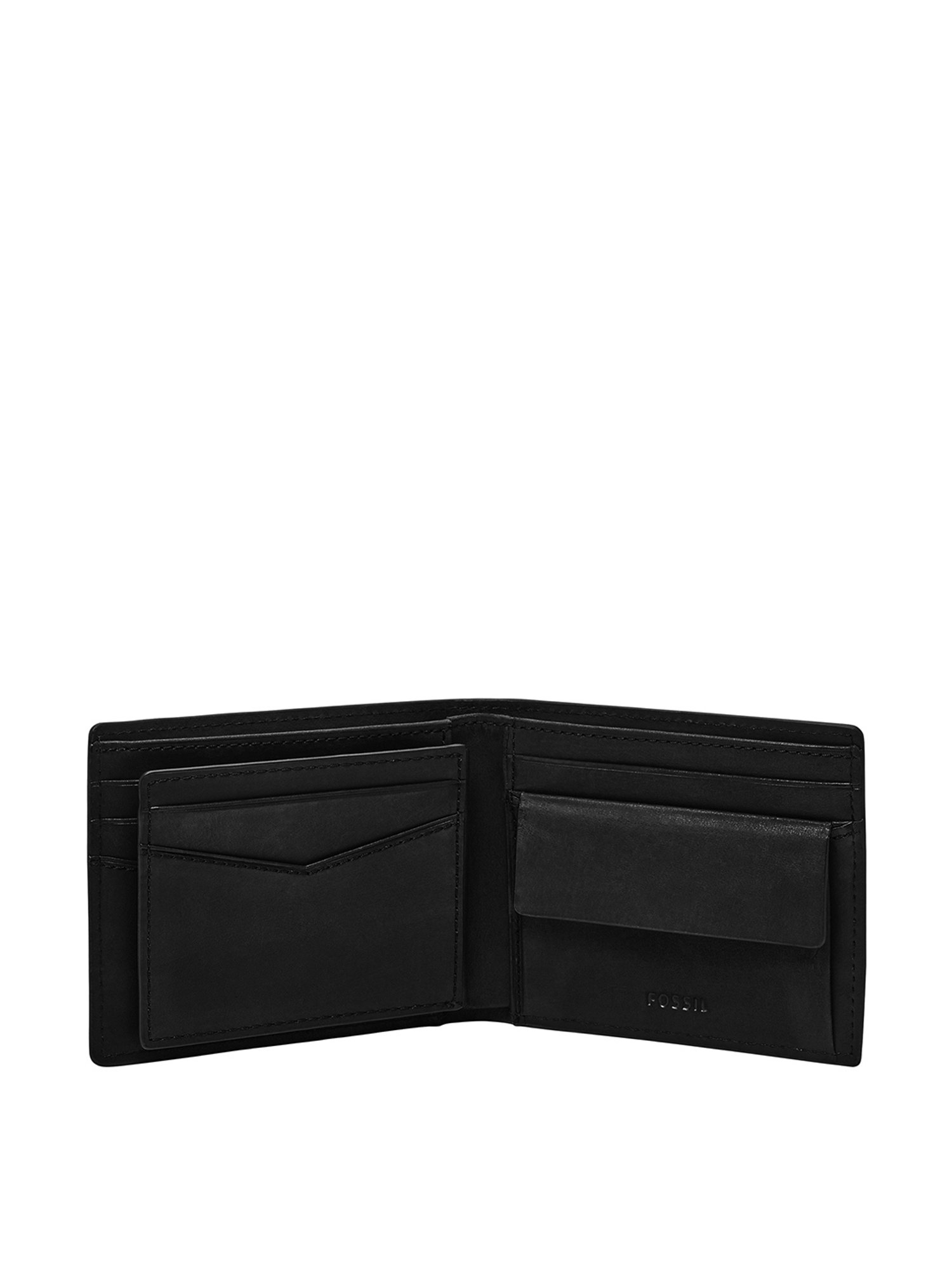 Fossil Everett Black Paneled Bi-Fold Wallet for Men