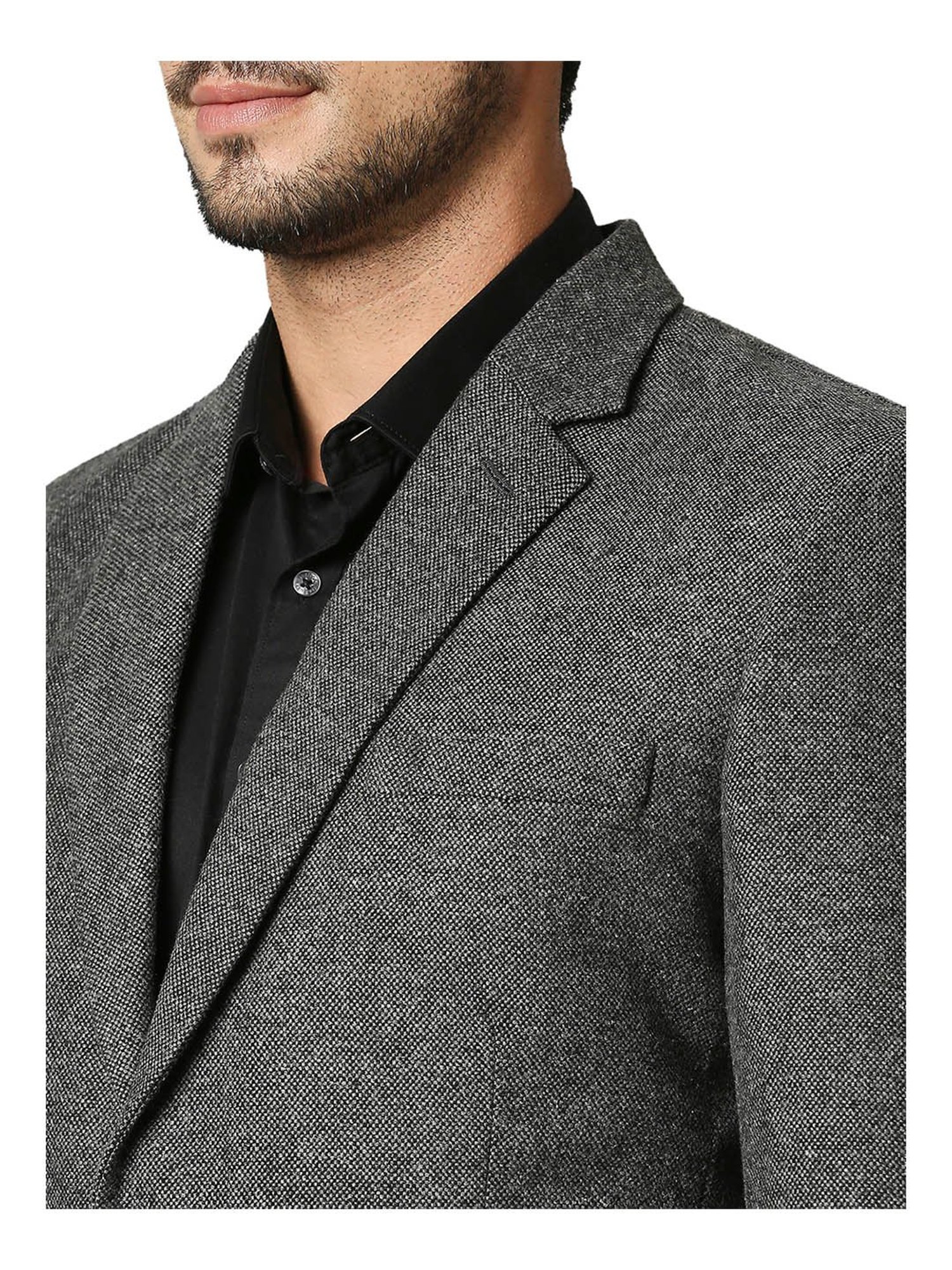 Raymond Dark Grey Textured Blazer