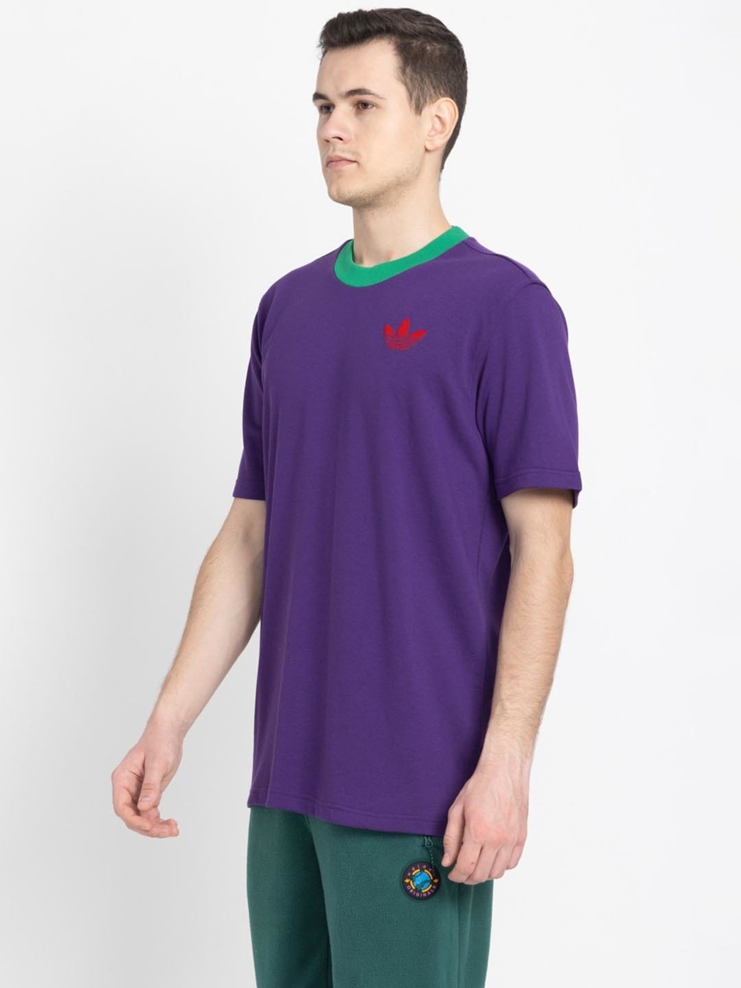 Adidas Originals Purple Cotton Regular Fit T-Shirt