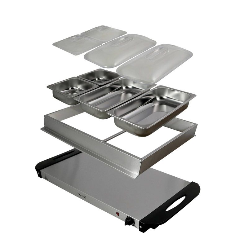 MegaChef Food Warmer & Serve with Sectional Trays - Silver