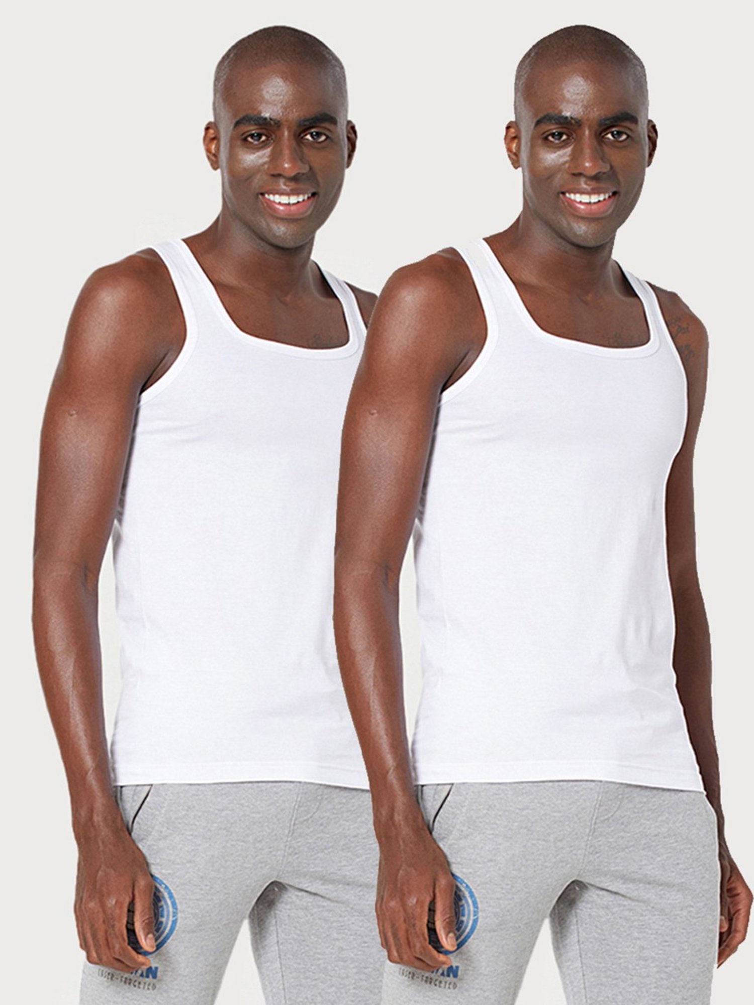 Zoiro White Regular Fit Vest - Pack of 2