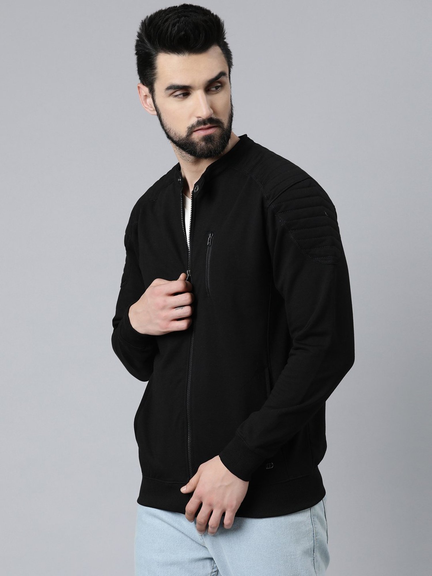 DIXCY SCOTT MAXIMUS Black Relaxed Fit Mandarin Collar Jacket