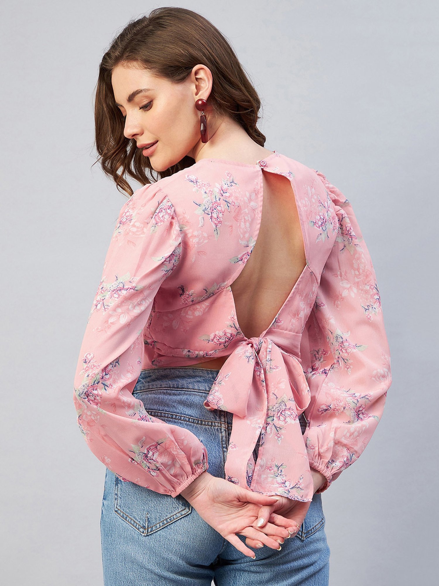 Carlton London Pink Floral Print A-Line Top