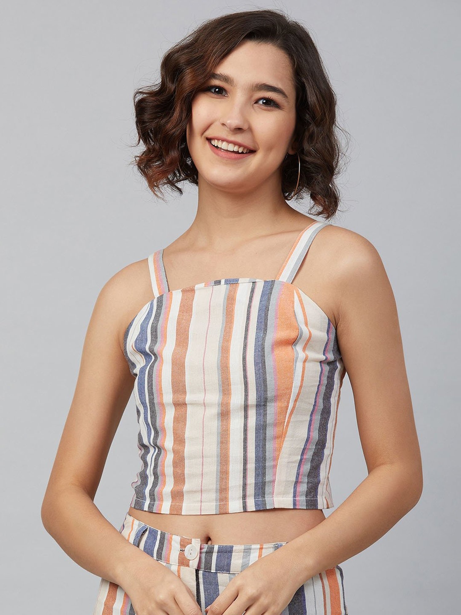 Marie Claire Multicolor Striped Crop Top