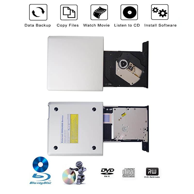 Aluminum USB C USB 30 3D Bluray Burner DVD CD Writer Drive Compatible with 2012 to 2019 MacBook Air MacBook Pro New iMac and All Windows Pcs