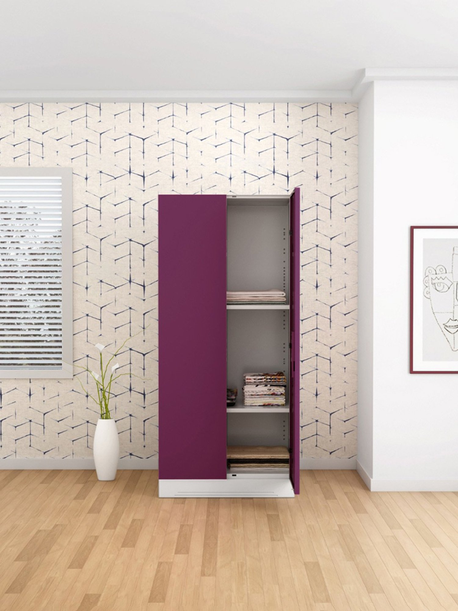 Godrej Interio Slimline 2-Door Steel Almirah, Tex Purple (1-Year Warranty)