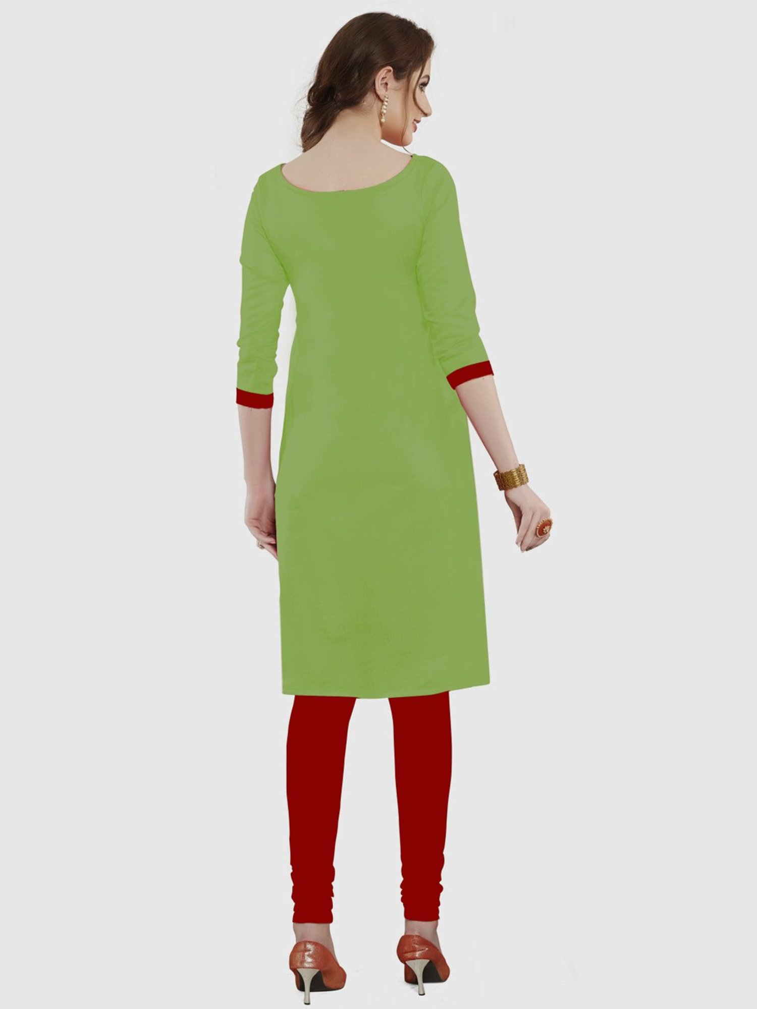 APNISHA Green & Red Embroidered Unstitched Dress Material