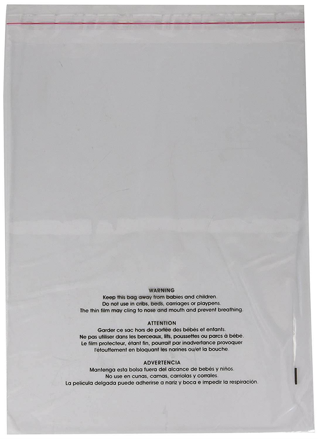 Uline Suffocation Warning Poly Bag, 1.5 ml Self-Sealed, 100 Count (S-19131) 11x14