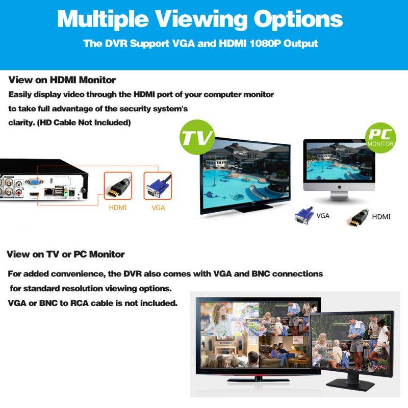 SUNSEE DIGITAL 4CH 1080P DVR 1080P CCTV System 4pcs 1080P 2.0MP Security Cameras IR outdoor IP66 Video Surveillance kit